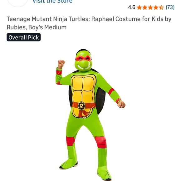 Nickelodeon Teenage Mutant Ninja Turtles Rafael Costume Size Medium NWT - Picture 4 of 4
